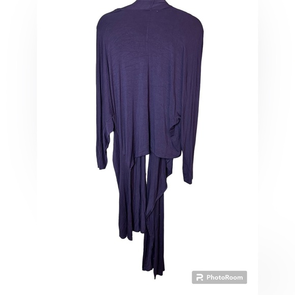 Michael Kors Wrap Shawl Cardigan Eggplant Purple Dolan Sleeves Size Xl - Picture 6 of 9